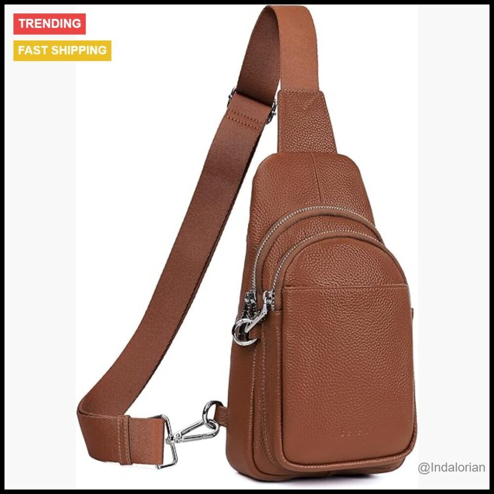 Genuine Leather Crossbody Sling Bag Anti-Theft RFID Travel Fanny Pack Chic